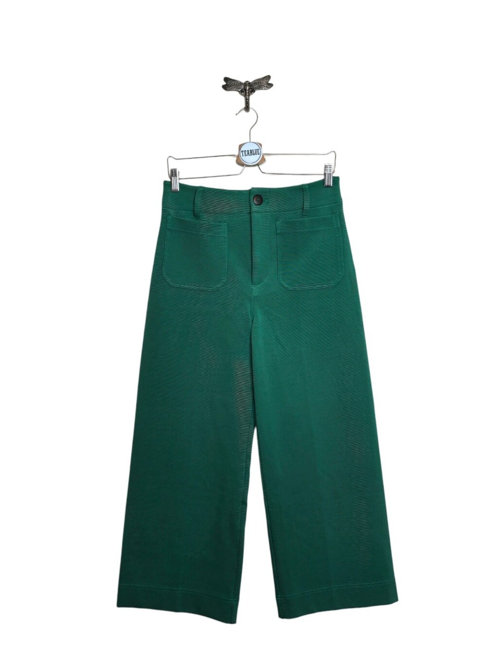 Maeve Colette Knit High-Rise Wide-Leg Cropped Pants Green Size 29 - Picture 2 of 14